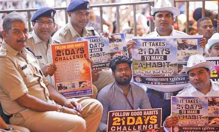 दुर्ग में शिव महापुराण कथा के अंतिम दिन यातायात जागरूकता पर विशेष जोर