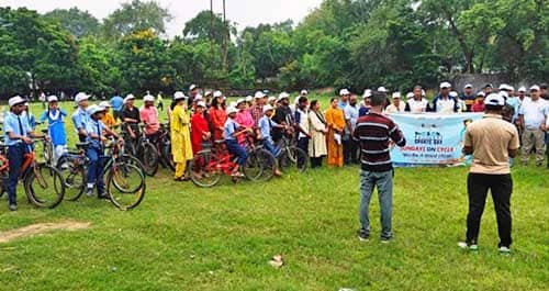 राष्ट्रीय खेल दिवस पर निकाली गई साइकल रैली