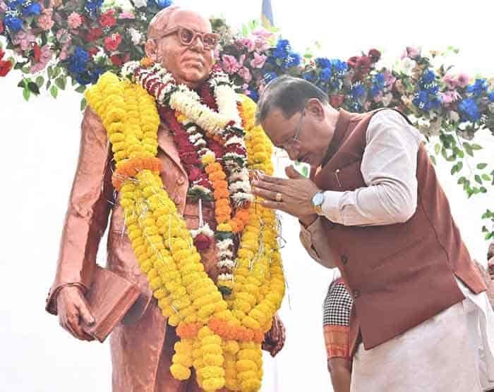 मुख्यमंत्री विष्णुदेव साय ने संविधान दिवस के अवसर पर डॉ. भीमराव अंबेडकर की प्रतिमा पर माल्यार्पण कर किया नमन