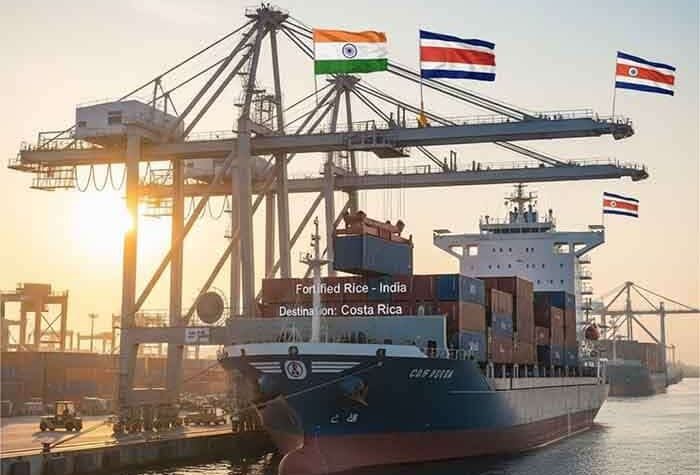 छत्तीसगढ़ से कोस्टा रिका को 12 मीट्रिक टन फोर्टिफाइड राइस कर्नेल का निर्यात: आत्मनिर्भर भारत की दिशा में ऐतिहासिक उपलब्धि – मुख्यमंत्री विष्णुदेव साय